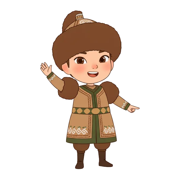 Маскот-мальчик приветствует