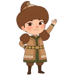 Маскот-мальчик машет на прощание