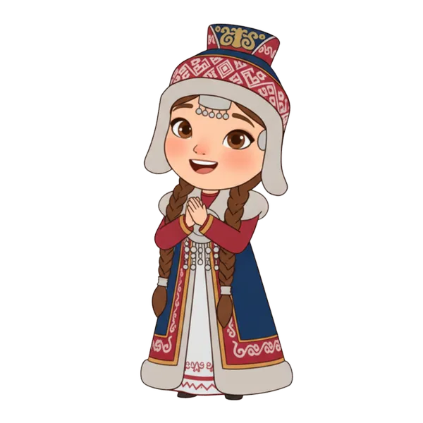 Маскот-девочка с палитрой и кистью