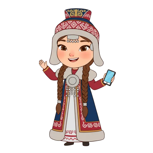 Маскот-девочка с телефоном