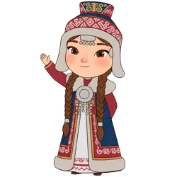 Маскот-девочка машет на прощание