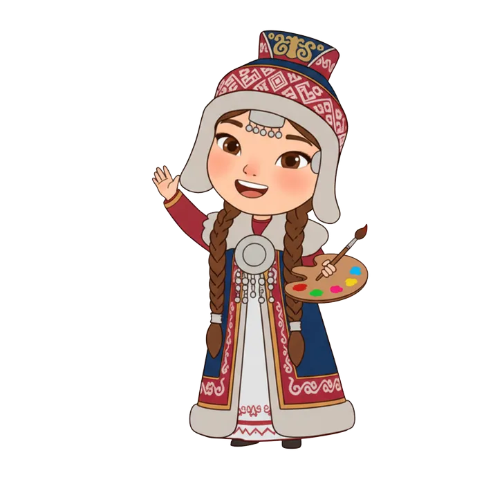 Маскот - девочка в национальной якутской одежде