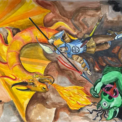 Дракон-змей помогает богатырю