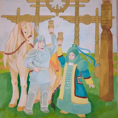 "Олоҥхо ыһыаҕа" картина нарисована акварьелью