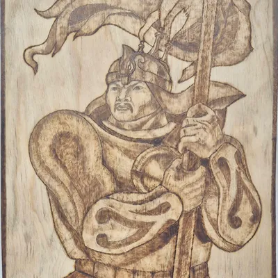 Выжигание на дереве "Улуу Бухатыыр"