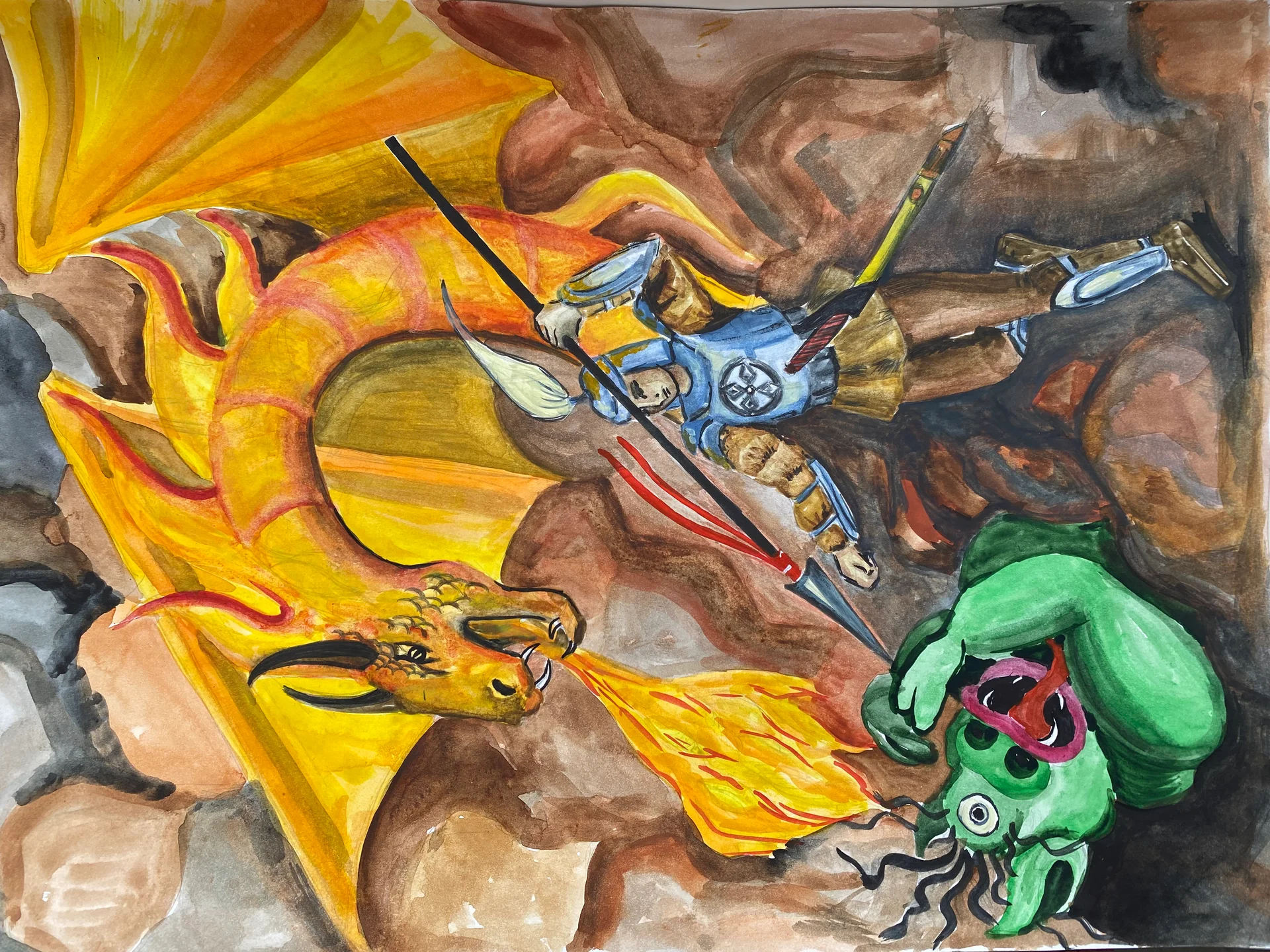 Дракон-змей помогает богатырю