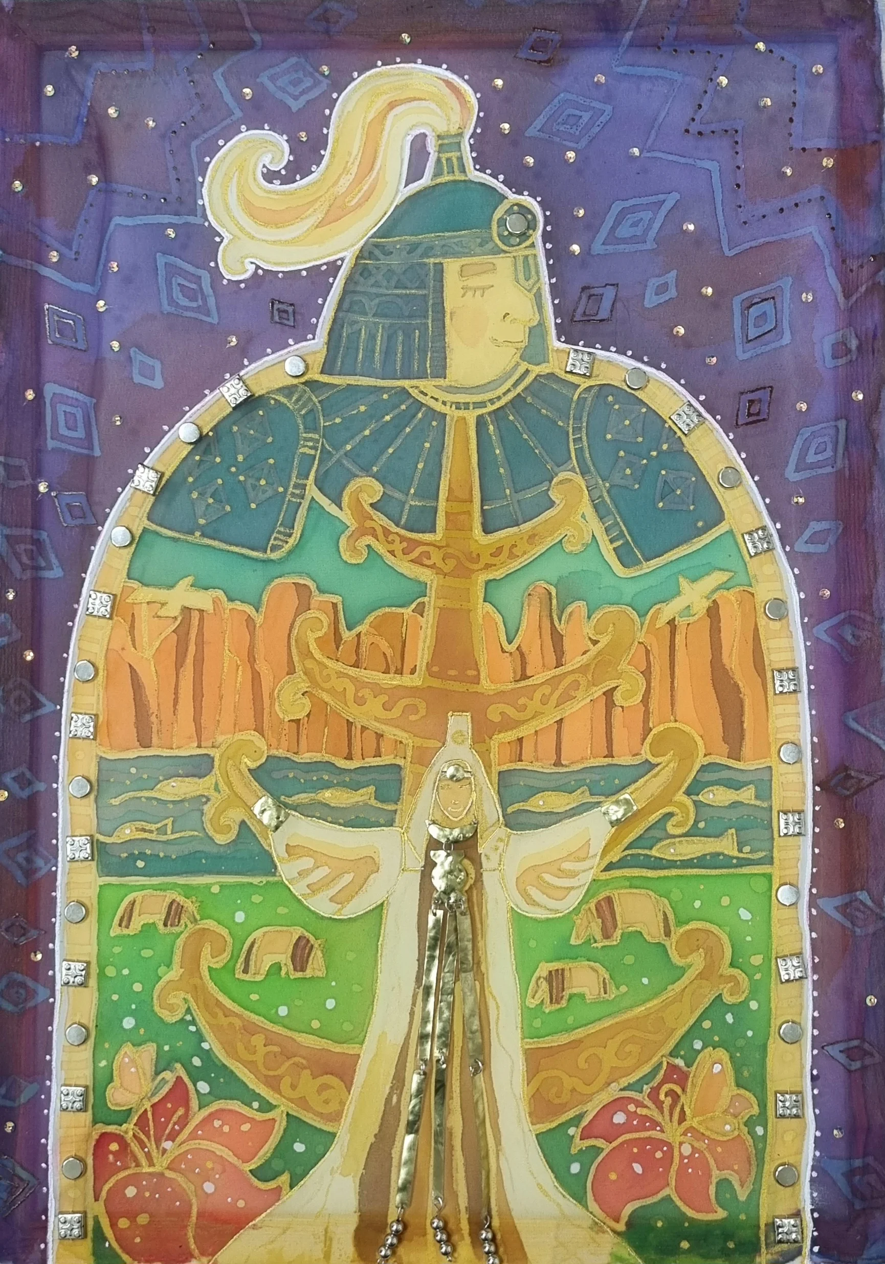 Богатырь-хранитель Земли (горячий батик)