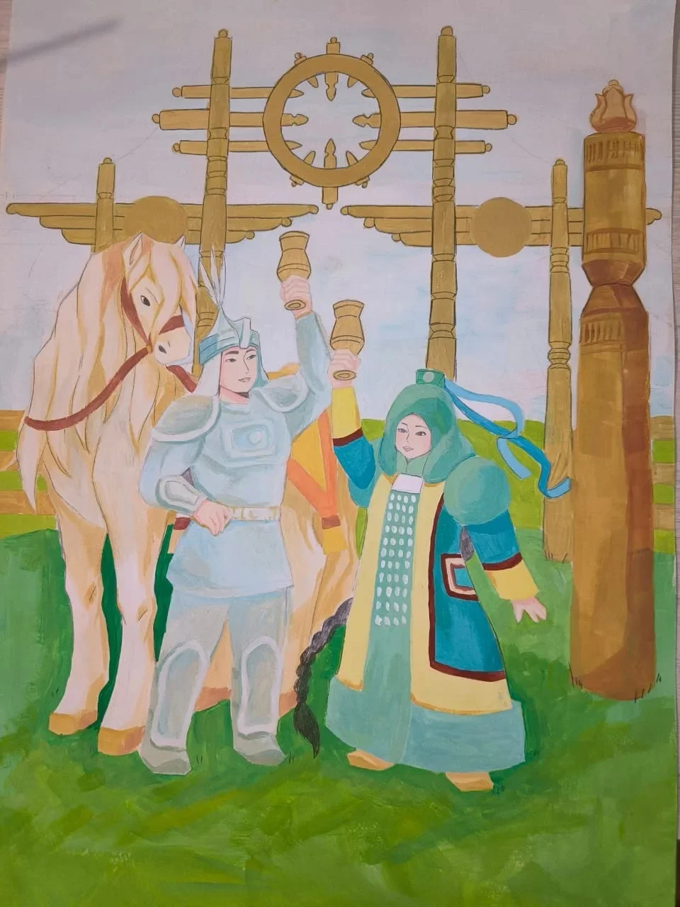 "Олоҥхо ыһыаҕа" картина нарисована акварьелью